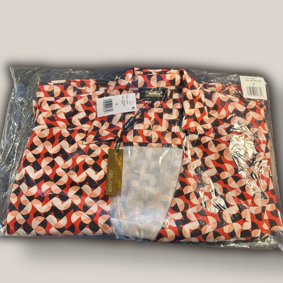 NWT Alexia Admor ‘Paris Surplice Wrap Midi Dress’ in “Brown Geo” Print Size 2 - Picture 6 of 9